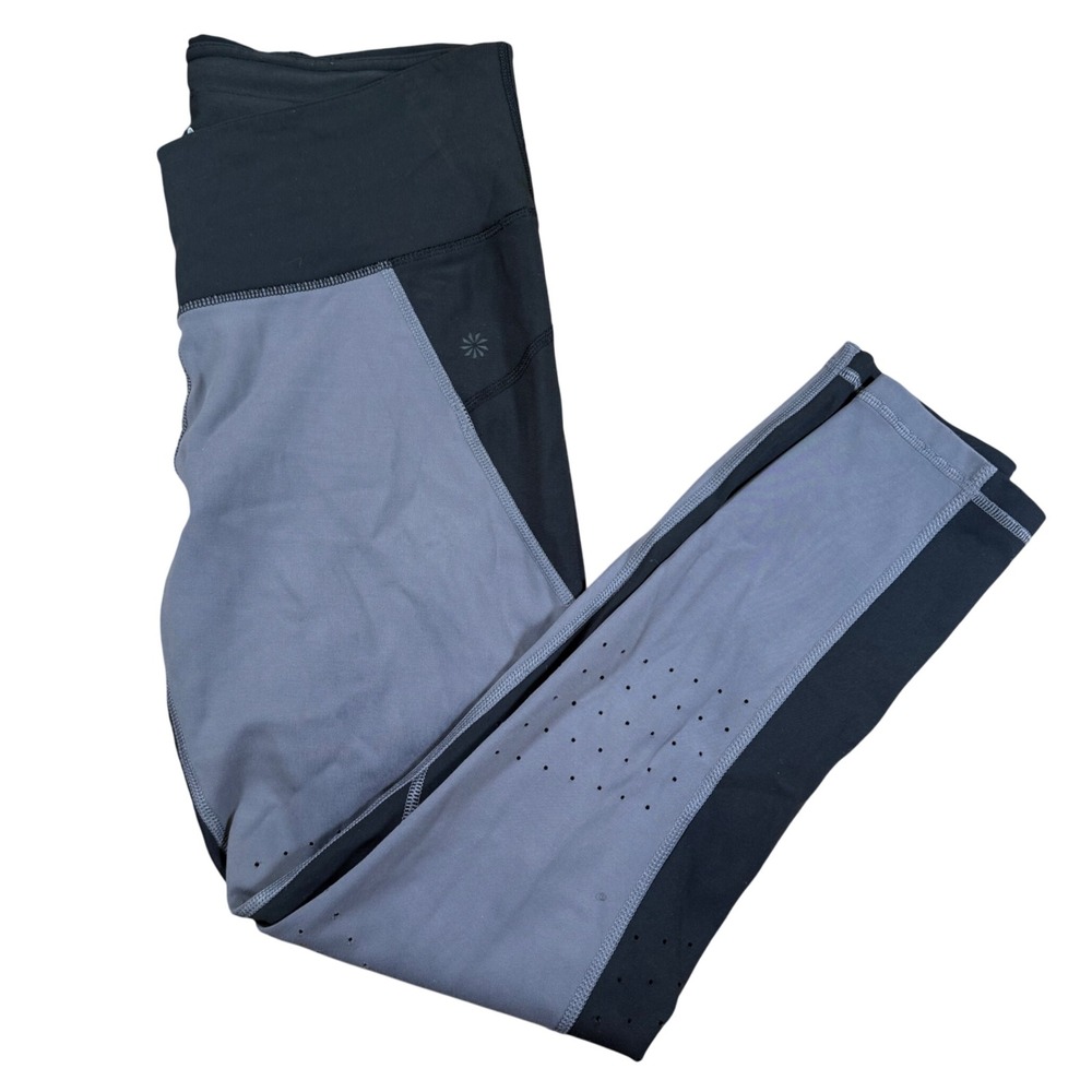 Athleta‎ Gray Black Colorblock Workout Cropped Leggings - Women's Medium